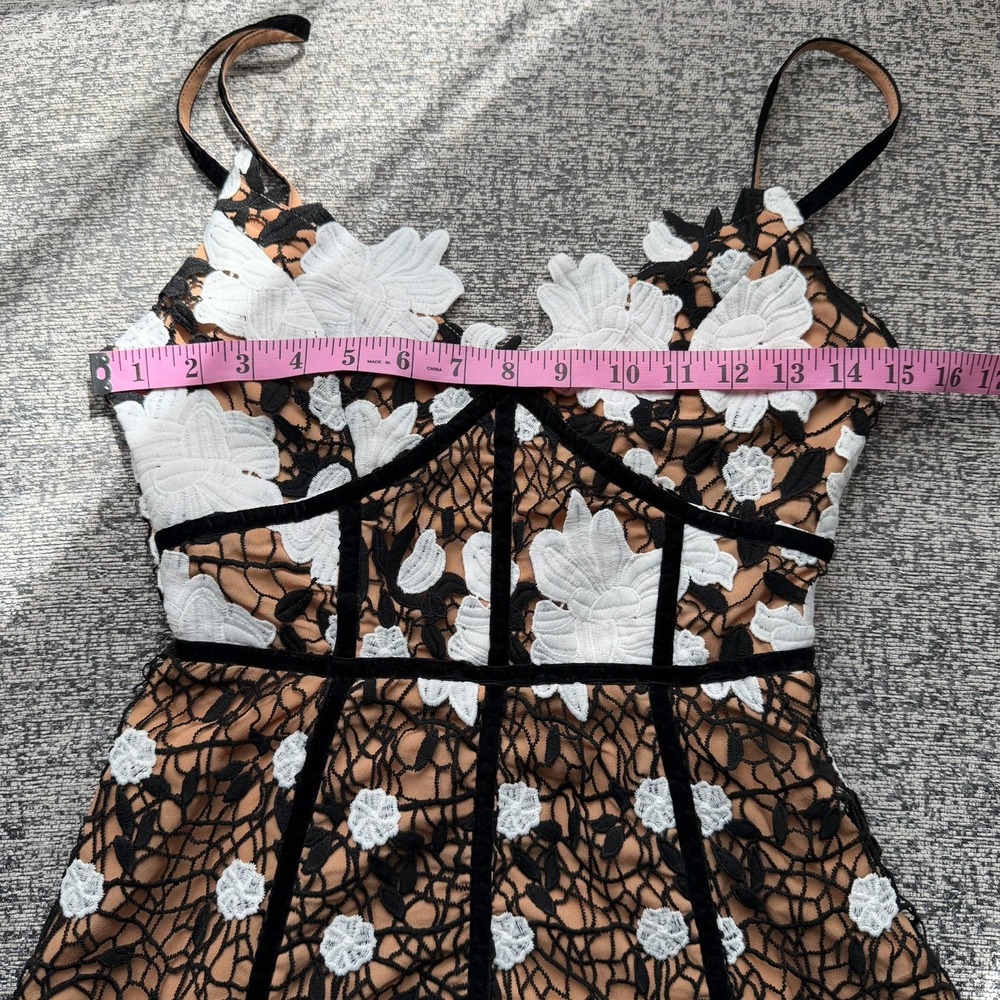 NWT ELLIATT Pembroke Lace Corset Mini Dress Black Nude 3D Floral Bustier XXS 0 - Picture 13 of 16